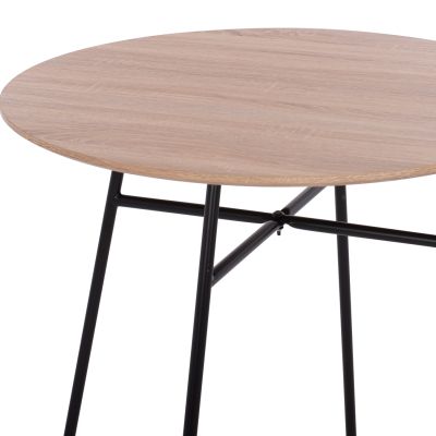 HM8743.01, table with MDF surface, metal legs, Φ80Χ75, SONOMA-BLACK