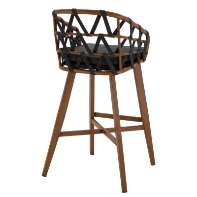 BAR STOOL RICKO HM5781.11 BROWN ALUMINUM FRAME--DARK GREY STRAP ROPE 56x59x102Hcm.