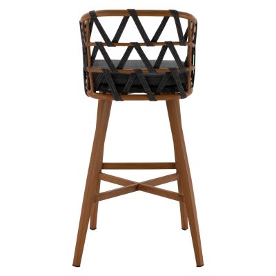 BAR STOOL RICKO HM5781.11 BROWN ALUMINUM FRAME--DARK GREY STRAP ROPE 56x59x102Hcm.
