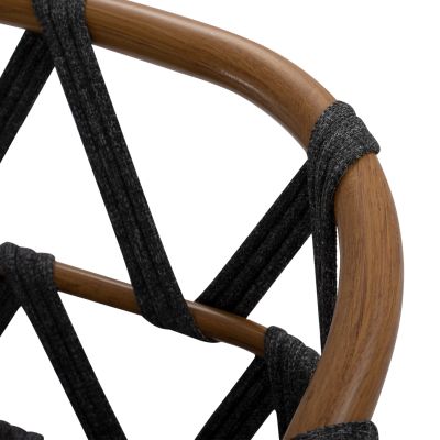 BAR STOOL RICKO HM5781.11 BROWN ALUMINUM FRAME--DARK GREY STRAP ROPE 56x59x102Hcm.