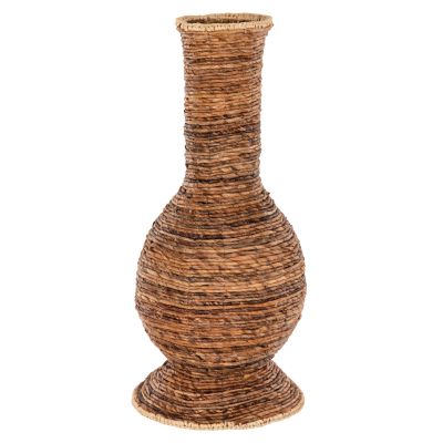 DECORATIVE FLOOR VASE HM7864 BANANA FIBER RUSH-MAT IN BROWN COLOR Φ33x74Hcm.