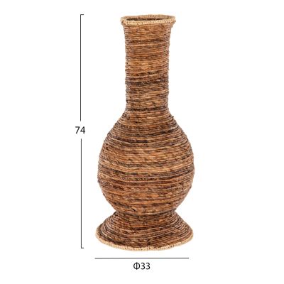 DECORATIVE FLOOR VASE HM7864 BANANA FIBER RUSH-MAT IN BROWN COLOR Φ33x74Hcm.