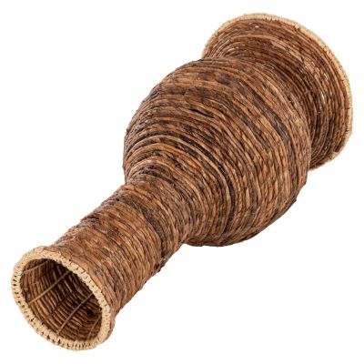 DECORATIVE FLOOR VASE HM7864 BANANA FIBER RUSH-MAT IN BROWN COLOR Φ33x74Hcm.