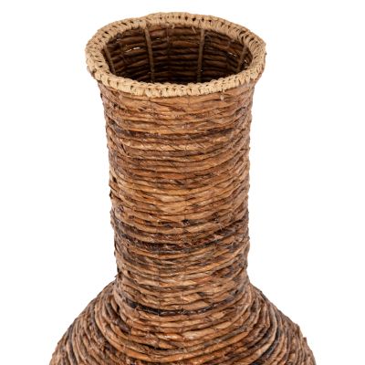 DECORATIVE FLOOR VASE HM7864 BANANA FIBER RUSH-MAT IN BROWN COLOR Φ33x74Hcm.