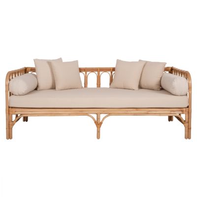 ЛЕГЛО-ДИВАН LIGNANO HM9660 РАТАН В ЕСТЕСТВЕНИ-БЕЖОВИ ВЪЗГЛАВНИЦИ 200x100x75Hcm.