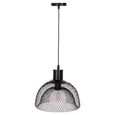 CEILING PENDANT LAMP HM4101 BLACK METAL MESH CAP Φ26x125Hcm.