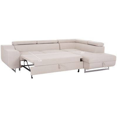CORNER SOFA-BED WITH STORAGE SPACE ENCORE HM3301.03R BEIGE FABRIC 285x205x90Hcm.