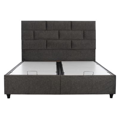BED HM627.20 SOLEDAD, STORAGE SPACE, GREY FABRIC, 160x200cm