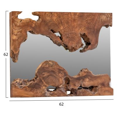 MIRROR HM9361 SQUARE SOLID TEAK NATURAL COLOR 62X62X5