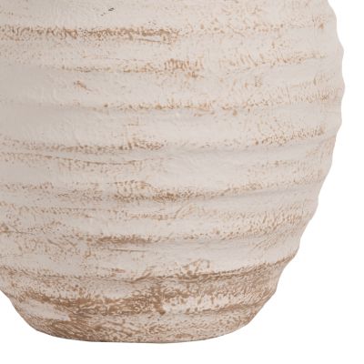 DECORATIVE VASE PYDNA HM7940 TERRACOTTA IN ANTIQUE WHITE-BEIGE COLORING Φ20x25Hcm.