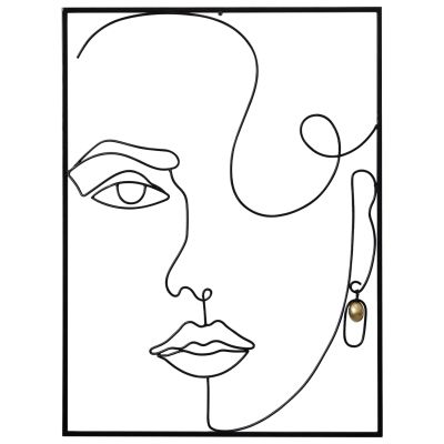 WALL DECOR HM7549 BLACK METAL FRAME FEMALE FACE