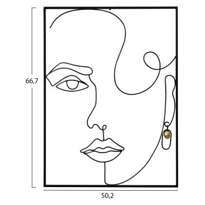 WALL DECOR HM7549 BLACK METAL FRAME FEMALE FACE