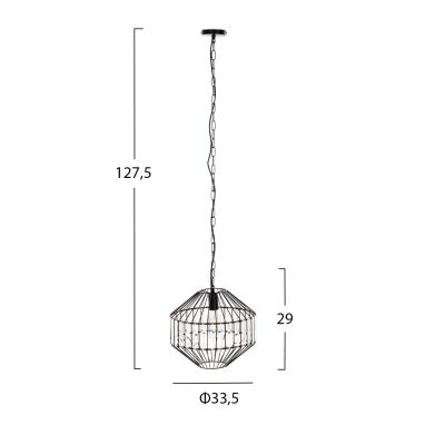 CEILING PENDANT LAMP HM4092 BLACK METAL CAP Φ33,5x29-127,5Hcm.