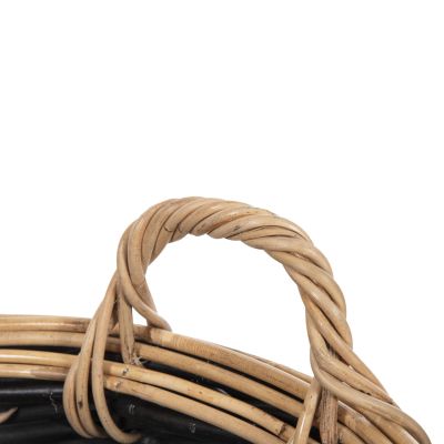 ПОДОВА КОШНИЦА POTTS HM4378 CL РАТАНОВ В ЧЕРНО И НАТУРАЛНО Φ62x36Hcm.