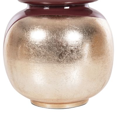 TABLE VASE LINGON HM4233.06 METAL IN CHERRY RED-GOLD PEARL Φ21x37,5Hcm.