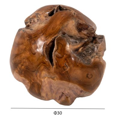 ПОДОВА ДЕКОРАЦИЯ CLEM HM9654 СФЕРА ОТ ТИКОВО ДЪРВО МАСИВ-МАЛЪК РАЗМЕР Φ30см.