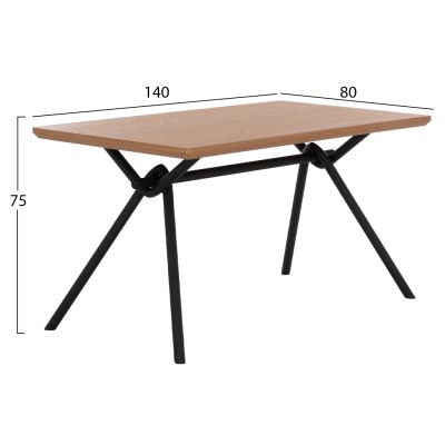 DINING TABLE MANDY HM9302.01 MDF TOP WITH OAK WOOD VENEER METAL LEGS 140x80x75H