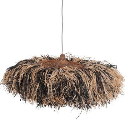 CEILING PENDANT LAMP ORDEM HM4715 SISAL & BANANA FIBERS CAP--BLACK & NATURAL Φ75cm
