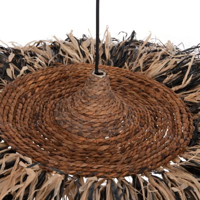 CEILING PENDANT LAMP ORDEM HM4715 SISAL & BANANA FIBERS CAP--BLACK & NATURAL Φ75cm