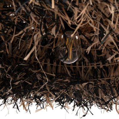 CEILING PENDANT LAMP ORDEM HM4715 SISAL & BANANA FIBERS CAP--BLACK & NATURAL Φ75cm