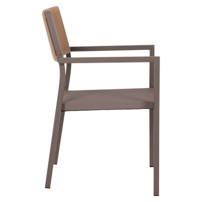 КРЕСЛО АЛУМИНИЕВО ПРОФЕСИОНАЛНО В ЦВЯТ ШАМПАНСКО С ПЕ РАТАНОВА ОБРЪБКА HM5893.03 55.5x58.5x83 см.