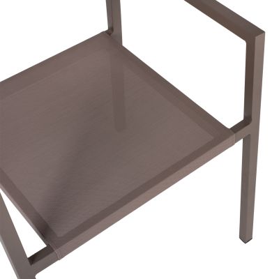 КРЕСЛО АЛУМИНИЕВО ПРОФЕСИОНАЛНО В ЦВЯТ ШАМПАНСКО С ПЕ РАТАНОВА ОБРЪБКА HM5893.03 55.5x58.5x83 см.