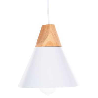 CEILING PENDANT LUMINAIRE HM4149 WHITE METAL CAP-WOOD DETAIL Φ22x115Hcm.
