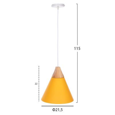 CEILING PENDANT LAMP HM4151 YELLOW METAL CAP Φ21,5x115Hcm.