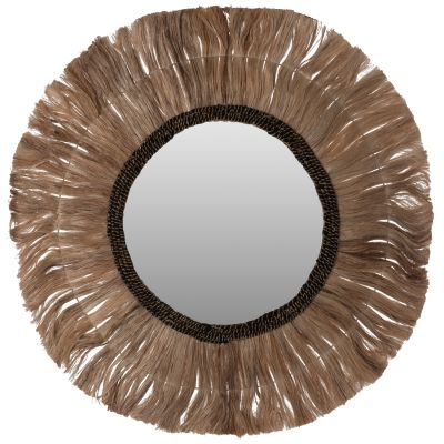 MIRROR ROUND WITH ABACA FIBERS FRAME NATURAL-BLACK COLOR Φ100cm.HM7748