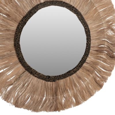 MIRROR ROUND WITH ABACA FIBERS FRAME NATURAL-BLACK COLOR Φ100cm.HM7748
