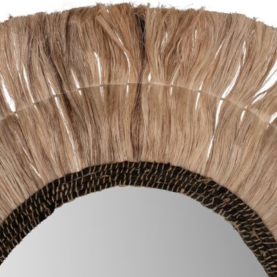 MIRROR ROUND WITH ABACA FIBERS FRAME NATURAL-BLACK COLOR Φ100cm.HM7748
