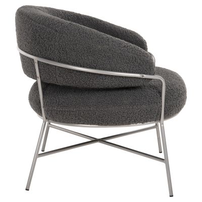 ARMCHAIR TRUDI HM8639.21 GREY BOUCLE FABRIC AND SILVER METAL FRAME 84x79x76Hcm.