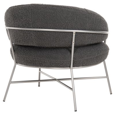 ARMCHAIR TRUDI HM8639.21 GREY BOUCLE FABRIC AND SILVER METAL FRAME 84x79x76Hcm.