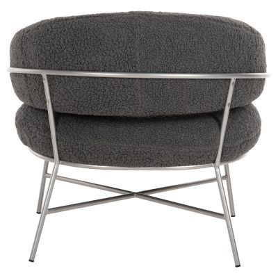 ARMCHAIR TRUDI HM8639.21 GREY BOUCLE FABRIC AND SILVER METAL FRAME 84x79x76Hcm.