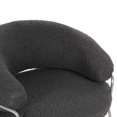 ARMCHAIR TRUDI HM8639.21 GREY BOUCLE FABRIC AND SILVER METAL FRAME 84x79x76Hcm.