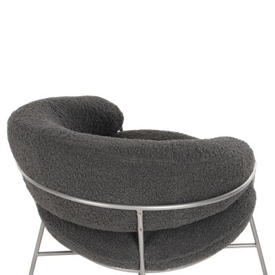 ARMCHAIR TRUDI HM8639.21 GREY BOUCLE FABRIC AND SILVER METAL FRAME 84x79x76Hcm.