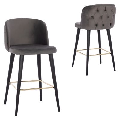 БАР СТОЛ MARCELLO PROFESSIONAL HM9280.01 КАДИФЕ СИВО ДЪРВО 50x49,5x101,5Hcm.