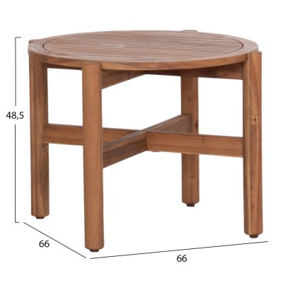 OUTDOOR ROUND COFFEE TABLE SANJI HM6222 ACACIA WOOD IN NATURAL COLOR Φ66x48.5Hcm