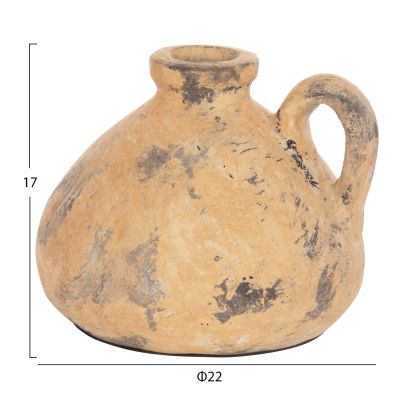 DECORATIVE TABLE VASE VERMO HM4394 TERRACOTTA IN BRUSHED BEIGE Φ22x17Hcm.