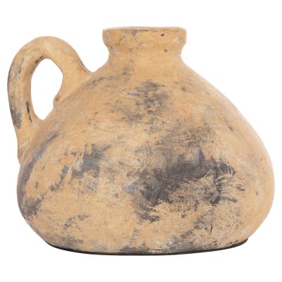 DECORATIVE TABLE VASE VERMO HM4394 TERRACOTTA IN BRUSHED BEIGE Φ22x17Hcm.