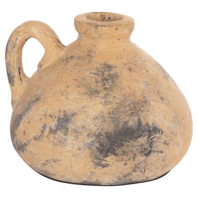 DECORATIVE TABLE VASE VERMO HM4394 TERRACOTTA IN BRUSHED BEIGE Φ22x17Hcm.