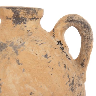 DECORATIVE TABLE VASE VERMO HM4394 TERRACOTTA IN BRUSHED BEIGE Φ22x17Hcm.