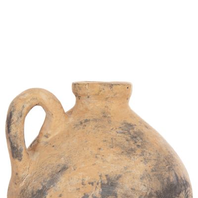 DECORATIVE TABLE VASE VERMO HM4394 TERRACOTTA IN BRUSHED BEIGE Φ22x17Hcm.