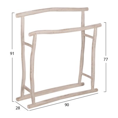 ЗАКАЧАЛКА ЗА КЪРПИ OREG HM7908 ТИКОВИ КЛОНКИ В ЦВЯТ БЯЛА ПАТИНА 90x28x77-91Hcm.