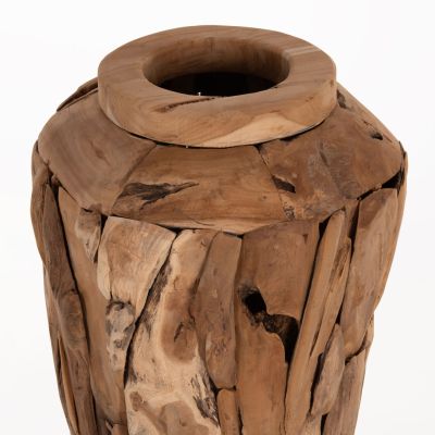 ДЕКОРАТИВНА ПОДОВА ВАЗА ZENIA ΗΜ7921 РЕЦИКЛИРАНИ ПАРЧЕТА ТИКОВО ДЪРВО В ЕСТЕСТВЕН ЦВЯТ Φ60x120Hcm.