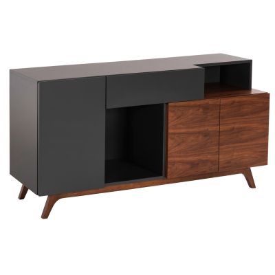 БЮФЕТ PREDA HM9747 МДФ С ФУРНИР ОРЕХ И ТЪМНО СИВ ЦВЯТ 167x28-40x80Hcm.