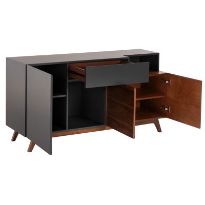 БЮФЕТ PREDA HM9747 МДФ С ФУРНИР ОРЕХ И ТЪМНО СИВ ЦВЯТ 167x28-40x80Hcm.