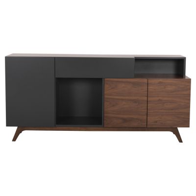 БЮФЕТ PREDA HM9747 МДФ С ФУРНИР ОРЕХ И ТЪМНО СИВ ЦВЯТ 167x28-40x80Hcm.