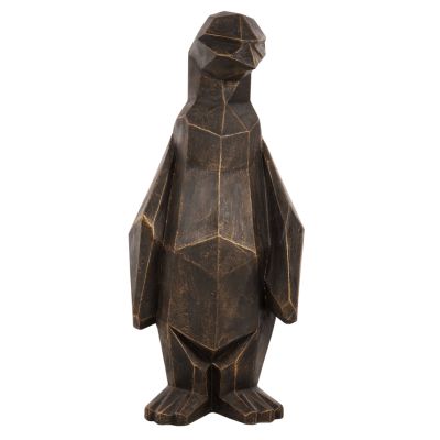 ПОДОВА ДЕКОРАЦИЯ ПИНГВИН HM7914 GRC В ЦВЯТ ЧЕРНА ПАТИНА СЪС ЗЛАТНИ ДЕТАЙЛИ 45x45x100Hcm.