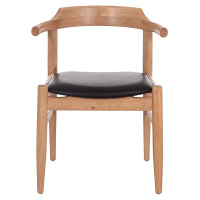 DINING CHAIR CERSEI HM9946.01 RUBBERWOOD IN LIGHT OAK & PU IN BLACK 57x53x72Hcm.